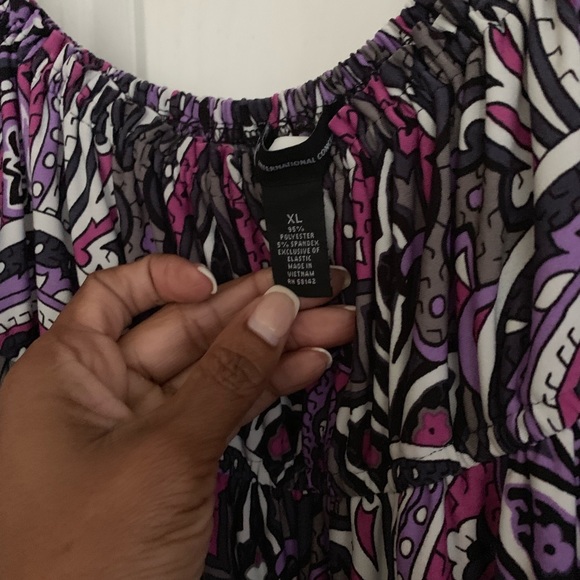 INC off the shoulder multi patterned dress - Picture 4 of 4